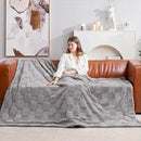 Cozy Bliss Checkered Faux Rabbit Fur Grey Throw Blanket, Soft Fuzzy Fluffy Minky Furry Blankets for Couch, Bed (50 * 60 Inches Light Grey) by CozyNest Decor