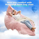 Hobestluk 3 in 1 Bean Bag Chair Giant Bean Bag Chairs for Adults with Chevron Plush Fur Cover Convertible Bean Bag Floor Cushion with Machine Washable Cover for Living Room (Chevron Plush Pink) by CozyNest Decor