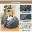 Bean Bag Chairs for Adults - Memory Foam Furniture BeanBag Chair - Kids/Teens Sofa with Soft Micro Fiber Cover - Round Fluffy Couch for Living Room Bedroom College Dorm - 4 ft, Grey by CozyNest Decor