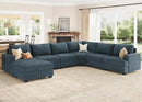 Nolany Modular Sectional Couch with Storage Ottoman, Corduroy Sectional Sofa with Chaise, U Shape Sectional Couches for Living Room, Blue by CozyNest Decor