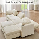110" Modular Sectional Sofa, Convertible Sleeper Sofa Couch Bed with Adjustable Backrest, U-Shaped Chenille Cloud Couch with Ottoman Storage, Deep Seat Couches for Living Room,Beige by CozyNest Decor