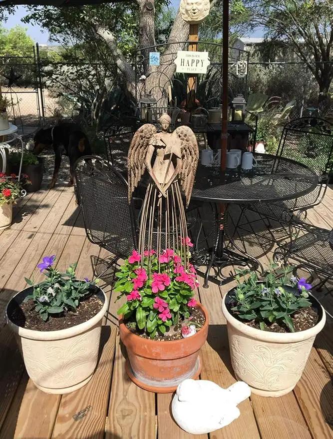 Morning View Metal Angel Statue Decor for Garden Yard Art Outdoor Standing Large Angel Decorations with Star Antique Patio Patio Lawn Holiday Christmas 26 Inches Tall, photo 4 of 6