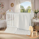 Brandream White Crib Bedding Set 6 Pieces Baby Nursery Collection with 2 packs Window Valance,Quilt,Crib Sheet,Dust Ruffle-100% Washed Cotton Like Linen Supersoft Classic Quilted Plaid Off White Cream by TinyTreasures Baby Boutique