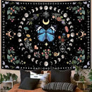 Aipon Blue Butterfly Moon Flower Boho Floral Tapestry for Bedroom & Living Room (60.00'' 80.00'', Blue) by CozyNest Decor