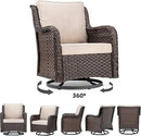 Towallmark Outdoor Swivel Wicker Glider Patio Chairs with Table Set, 3 Pieces Outdoor Bistro Set with 4”Thick Cushions and Coffee Table for Porch, Balcony, Deck (Beige) by GreenHaven Gardens