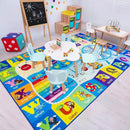 4x6 Playroom Rugs for Kids Washable, Educational and Fun Playmat with ABC Alphabet Animals Shapes Colors, Non-Slip Play Mat Learning Rugs for Baby Toddler Children Game Activity, Blue by CozyNest Decor
