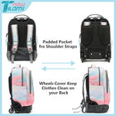 NEW TILAMI 18 inch Rolling Backpack for Girls – Waterproof, Large Capacity, Stair-Climbing Design, Adjustable Handle, Great for School, Pink Sunset by TinyTreasures Baby Boutique