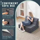jela Foldable Sofa Bed Large Soft Foam Convertible Sleeper Chair Luxury Corduroy Fabric Fold Out Chair Bed Floor Couch with Back Support Floor Sofa for Living Room Bedroom (83"x33",Darkgrey) by CozyNest Decor