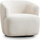Swivel Accent Chair, Sherpa Teddy Barrel Chair for Living Room, Cozy Round Boucle Arm Chair, Metal Base for Club Nursery Bedroom, Beige Cream White by CozyNest Decor