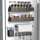 Magnetic Spice Rack for Refrigerator 2 Tiers and Paper Towel Holder and Utensil Holder, Magnetic Refrigerator Organizer, Strong Magnetic Fridge Shelf, Side Fridge Storage Rack for Kitchen by CozyNest Decor