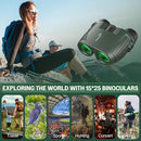 Aurosports 15x25 Compact Binoculars for Adult Kids - High Power Binoculars for Bird Watching - Easy Focus Small Binocular with Low Light Vision for Travel, Camping, Concert, Hiking -Green by TinyTreasures Baby Boutique