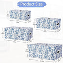 Briful Set of 4 Blue and White Storage Boxes with Lids – Photo Boxes Elegant Floral Nesting Organizer Bins, 14''/13''/12.2''/7.5'' Set Decorative Cardboard Gift Boxes for Home or Office Use by CozyNest Decor