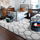 ONASAR 6x9 Area Rugs for Living Room Bedroom, Washable Large Fluffy White and Grey Throw Rug, Geometric Soft Plush Shaggy Floor Carpet for Nursery Kids Girls Boys Teen Dorm Home Decor Aesthetic by TinyTreasures Baby Boutique
