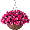 Artificial Hanging Flowers with 12" Basket for Outdoor Decor, Fake Hydrangea UV Resistant Arrangements in Pot Indoor Porch Garden Yard Spring Summer Decor(Double Rose) by GreenHaven Gardens