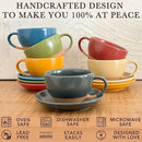 Mora Ceramic Latte Art Mug With Saucer - 10.5 oz, Round Bottom For Perfect Pours - Cafe Cups for Cappuccino, Espresso, Coffee, Tea etc - Porcelain Set for Baristas, Great Gift - Shadow Grey by CozyNest Decor