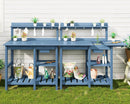 SERWALL Potting Table Set of 2 for Outside All Weather Use- Blue by GreenHaven Gardens