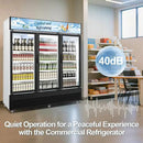 Tylza Commercial Refrigerator, Three Glass Door Display Beverage Fridge, 59.06 Cu Ft Upright Beverage Cooler Merchandiser with Replaceable Advertising Light Board, Rebound Door, Fast Cooling by CozyNest Decor