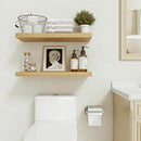 Floating Shelves for Wall 24 inchs Long, 9.2” deep x 1.5” Wall Shelf for Bedroom, Bathroom, Living Room, Kitchen, Office Home Decor, Deep Wood Shelves with Invisible Brackets, Set of 2, Oak by CozyNest Decor