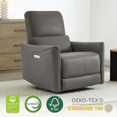 CHITA Power Recliner Chair Swivel Glider, FSC Certified Upholstered Faux Leather Living Room Nursery Reclining Sofa Chair with Lumbar Support, Charcoal by CozyNest Decor