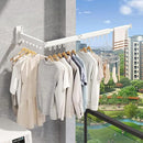 Wall Mounted Clothes Drying Rack, Retractable Laundry Rack for Hanging Clothes, Collapsible, Foldable, White-Rings by CozyNest Decor