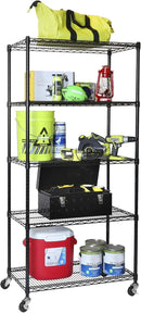 Seville Classics UltraDurable Heavy Duty NSF Solid Steel Wire Rack Storage Unit, Organizer for Garage, Warehouse, Office, Restaurant, Classroom, Kitchen, Black, 5-Tier Shelving, 36" W x 18" D by CozyNest Decor
