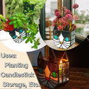 Tiffany Cute Cat Stained Glass Flower Pots,Indoor and Outdoor Plant Displays,Cat Plant Planter,Candle Holder Container Decoration 4.6 x 5.15 x 2.3 inch(11.7 x 13.1 x 5.8 CM)(Without Succulents)Black by GreenHaven Gardens