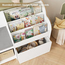 HOSTACK 67" Kids Reading Nook with Bench, Kids Bookshelf and Bookcase with Seat Cushion and 6 Storage Cubbies, Toy Storage Box on Wheels, Toy Chest for Playroom, Bedroom, School, White by TinyTreasures Baby Boutique