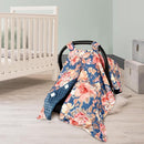 TANOFAR Car Seat Cover Baby, Carseat Covers Baby Boy Girl, Peekaboo Opening Infant Car Seat Cover for Winter, Warm & Cozy, Blue Floral by TinyTreasures Baby Boutique