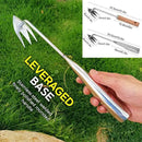 Amposei Stainless Steel Multifunctional Weeder, Hand Weeder Tool Stand Up Weed Puller Tool with Long Handle, V-Shaped Light Duty Hand Weeder for Lawn Garden Yard Farmland Weed Removal (Wood Handle) by GreenHaven Gardens