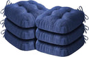 Chair Cushions for Dining Chairs, Dining Chair Cushions, Tufted Indoor Chair Pads with Ties & Non Slip Backing, Seat Cushions for Kitchen Chairs 16.5” x 16.5” x 3.5”, Set of 6, Navy Blue by CozyNest Decor