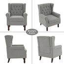 Lumibee High Back Accent Chair,Upholstered Wingback Armchair with Solid Wood Legs for Small Spaces,Comfy Single Sofa Chair for Living Room,Bedroom,Office-Light Gray by CozyNest Decor
