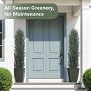 THE BLOOM TIMES 6ft Tall Topiary Trees Artificial Outdoor – UV Resistant Faux Cedar Pine Cypress Bushes and Shrubs, Fake Potted Plants for Front Porch Outside Planter Patio Decor, Set of 2 (6 Foot)