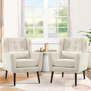 Modern Accent Chair, Upholstered Armchair with Pillow, Fabric Single Sofa Chair with Lounge Seat and Wood Legs Accent Chair for Living Room Bedroom Small Spaces (Beige, Set of 2) by CozyNest Decor