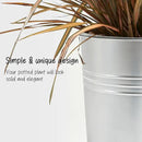 KOL 28'' Tall Galvanized Steel Planter Pot - Flower Pot with Water Level Indicator for Plants - 2-Pack Self Watering Planters - Round Silver Powder Metal Planter Box - Indoor Outdoor Grande Plant by CozyNest Decor