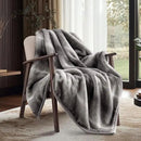 Ultra Soft Luxury Fluffy Mink Faux Fur Throw Blanket, Thick Warm Fall Winter Blankets for Bed, Couch, Cozy Plush Reversible Blanket for Chair, Sofa (Ombré Silver Onyx, 50"x60") by CozyNest Decor
