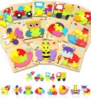 Yetonamr Wooden Toddler Puzzles Gifts Toys for 1 2 3 Years Old Boys Girls, 12 Vehicle Shape Montessori Toy Educational Blocks Kids Toys Gift Baby Learning Toy Age 1-3, 2-4 by TinyTreasures Baby Boutique