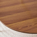 Round Coffee Table, Mid-Century Modern Design, D30 x H17, for Living Room, 2-Tier Structure, Amber Glass Top and Walnut MDF Shelf, Sleek Conical Metal Legs with Gold Finish by CozyNest Decor
