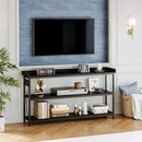 IRONCK Console Table, Sofa Table with Power Outlet, Farmhouse Hallway Table for Entryway, Living Room, Height Adjustable, Easy Assembly, Vintage Black,55" by CozyNest Decor