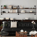 Industrial Pipe Wall Shelves Pipe Shelving with Real Wood Plank,70 Inches Floating Shelves for Wall Farmhouse Pipe Book Shelves Dark Brown 2 Tier for Kitchen,Living Room Decor and Bar Shelving by CozyNest Decor