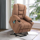 VIVIJASON Power Lift Chair Electric Recliner for Elderly Heated Vibration Massage Fabric Recliner Chair with 2 Remote Controls, Cup Holders, Side Pockets & USB Ports for Living Room (Coffee) by CozyNest Decor