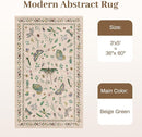 3x5 Washabl Rug with Insect Print - Bug Rug Non-Shedding Stain Resistant Soft Small Carpet for Bedroom, Low Pile Ultra-Thin Machine Washable Carpet for Nursery,Entrance, Office (3'x5' Beige) by TinyTreasures Baby Boutique