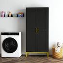 Tall Storage Cabinet, Kitchen Pantry Cabinet with 2 Doors & Adjustable Shelves for Laundry Room, Living Room, Entryway,Bathroom,Black by CozyNest Decor