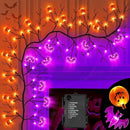 7 Ft 63 LED Halloween Willow Vine Twig Garland with 8 Modes Timer Orange Purple 21 Pumpkin Bats Lights,Halloween Garland with Waterproof Battery Operated for Indoor Wall Fireplace Decorations by CozyNest Decor