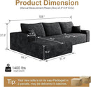 108" Sectional Couches for Living Room Modern Modular Sofa with L-Shape Couchs Upholstered Boneless Couch Deep Seat Sectional Couch with Chaise (Black, Left Facing Chaise+2Seaters) by CozyNest Decor