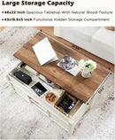 OKD 48" Farmhouse Lift Top Coffee Table with Sliding Barn Door,Rustic Center Table with Hidden Storage Compartment,Lifting Tabletop and Adjustable Shelf for Living Room,Office,Antique White by CozyNest Decor