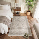 Washable 3x5 Entryway Rug Indoor, Boho Non-Slip Silicone Backing Small Rugs for Kitchen Nursery Office Bedroom, 0.3" Neutral Oriental Throw Carpet with 0.16" Cushioning Pad, Cream/Multi by TinyTreasures Baby Boutique