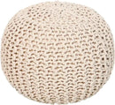 REDEARTH Round Pouf Ottoman - Cable Knitted Boho Poof - Home Décor Cord Pouffe Handmade Circular Footrest for Living Room - Bedroom - Kids Bedroom - 100% Cotton Pouf (19.5"x19.5"x14") - Ivory by CozyNest Decor