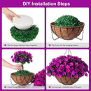 Artificial Hanging Flowers with 12" Basket Outdoor Spring Summer Decor, Fake Hydrangea UV Resistant Arrangements in Pot Planter Decor for Indoor Porch Garden Yard(Double Lotus) by GreenHaven Gardens