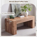 OKD 48" Modern Farmhouse Coffee Table, Wooden Living Room Table with Hidden Storage Drawer, Rustic Rectangular Center Tables w/Wood Thick Design for Living Room, Office, Light Knotty Wood by CozyNest Decor