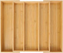 Utoplike Bamboo Expandable Kitchen Drawer Organizer, Adjustable Utensil Holder and Cutlery Tray Organiser, Drawer Divider for Silverware, Flatware, Knives in Kitchen, Bedroom, Living Room, 5 Slot by CozyNest Decor